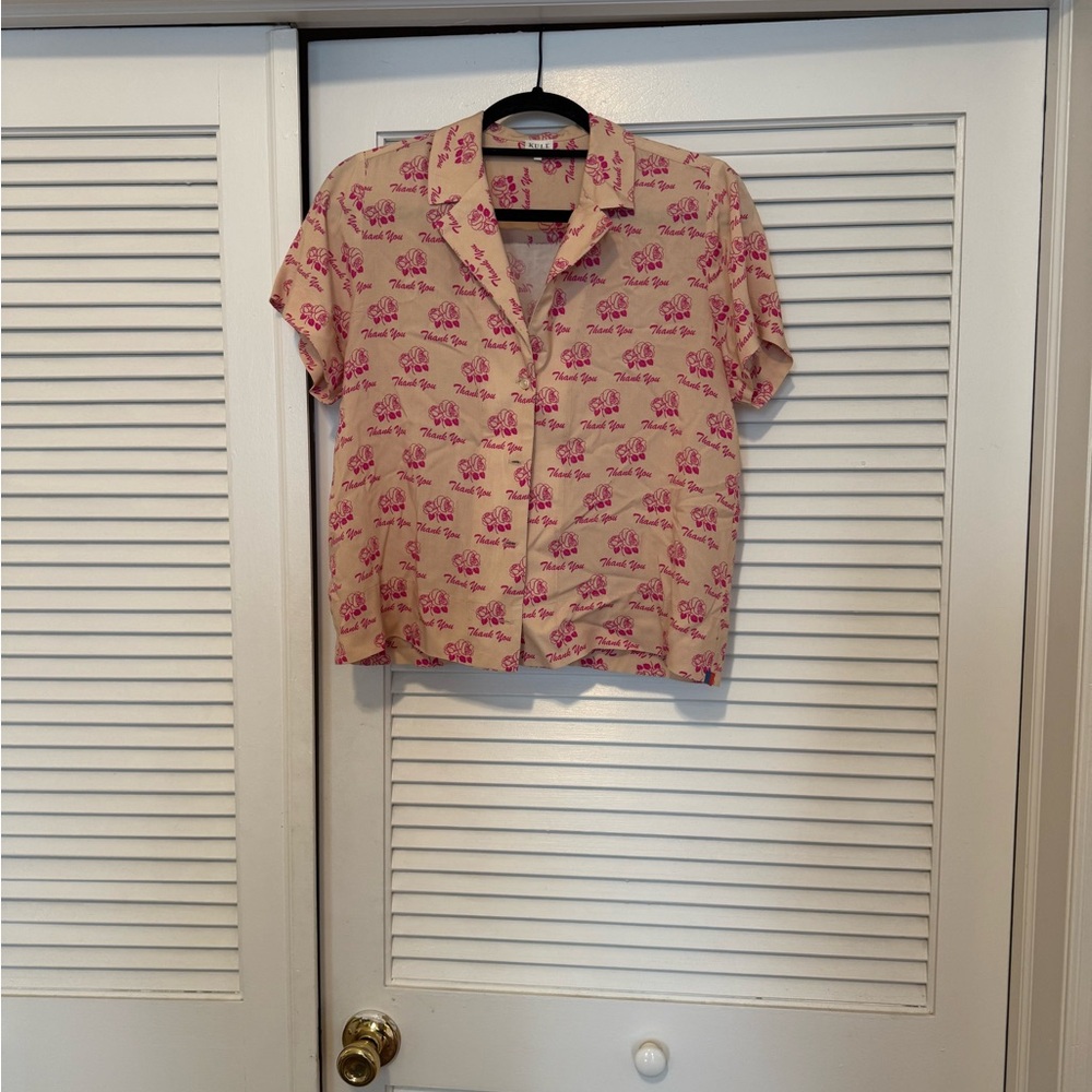 KULE Pink Rose Print Top